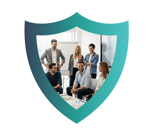 קבוצה של עובדים בחדר ישיבות