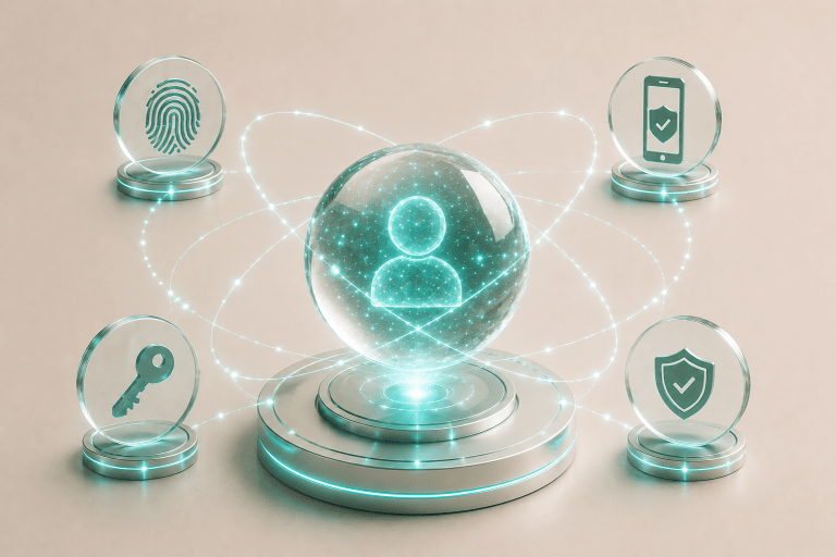 Futuristic cybersecurity authentication interface