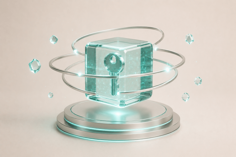 HSM Futuristic encryption in a floating cube