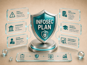 Infosec Plan Cybersecurity Shield Diagram